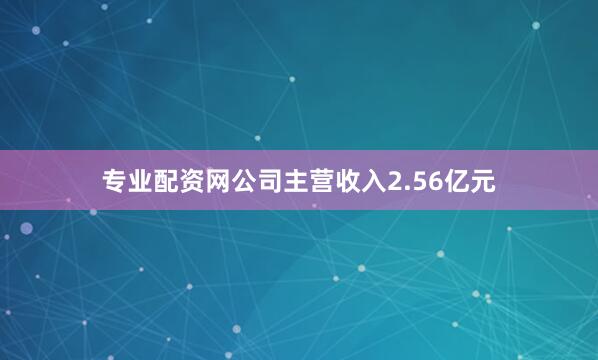 专业配资网公司主营收入2.56亿元