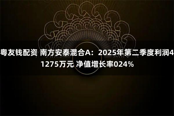 粤友钱配资 南方安泰混合A：2025年第二季度利润41275万元 净值增长率024%